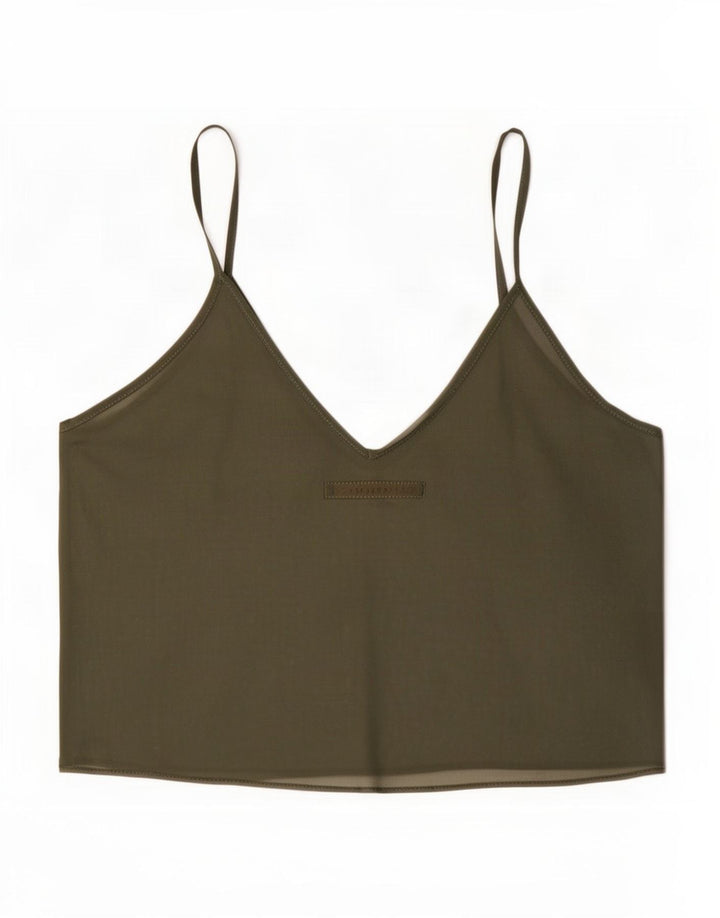 Zara Damen Durchsichtiges Crop Top UK 12 Medium Khaki