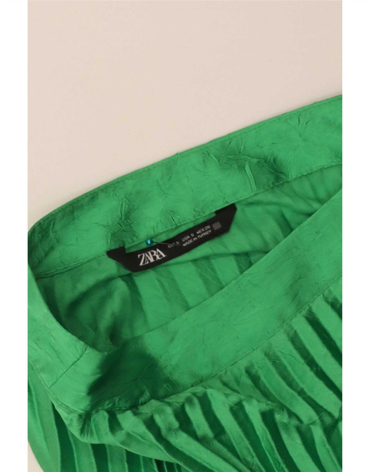 Zara Damen Plissee-Maxirock, Größe S, W26, Grün