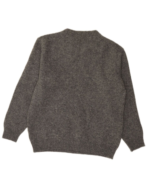 Benetton Jungen-Pullover mit Rundhalsausschnitt, 15–16 Jahre, große graue Wolle