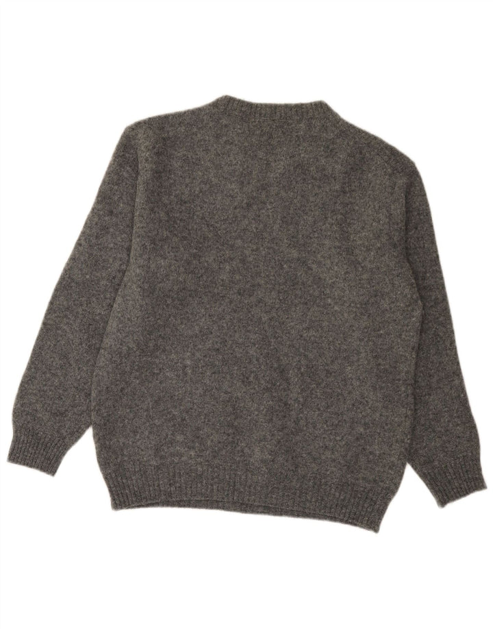 Benetton Jungen-Pullover mit Rundhalsausschnitt, 15–16 Jahre, große graue Wolle