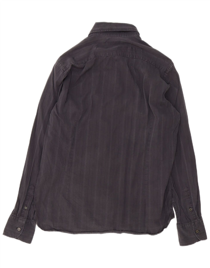 TED BAKER Herrenhemd, Größe 4, groß, schwarzer Nadelstreifen