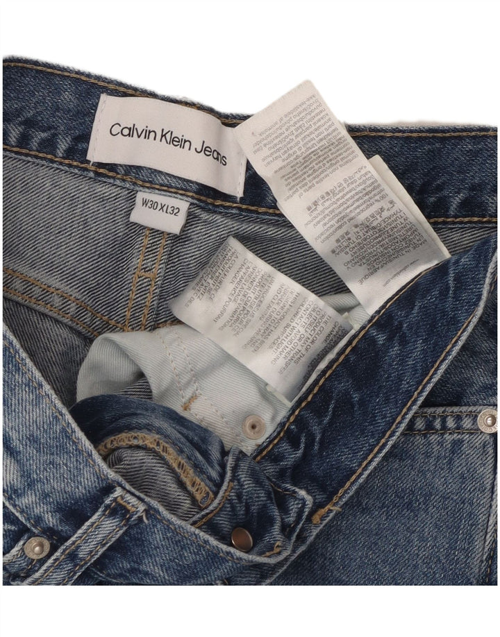 CALVIN KLEIN Damen High Rise Distressed Straight Jeans W30 L32 Blau