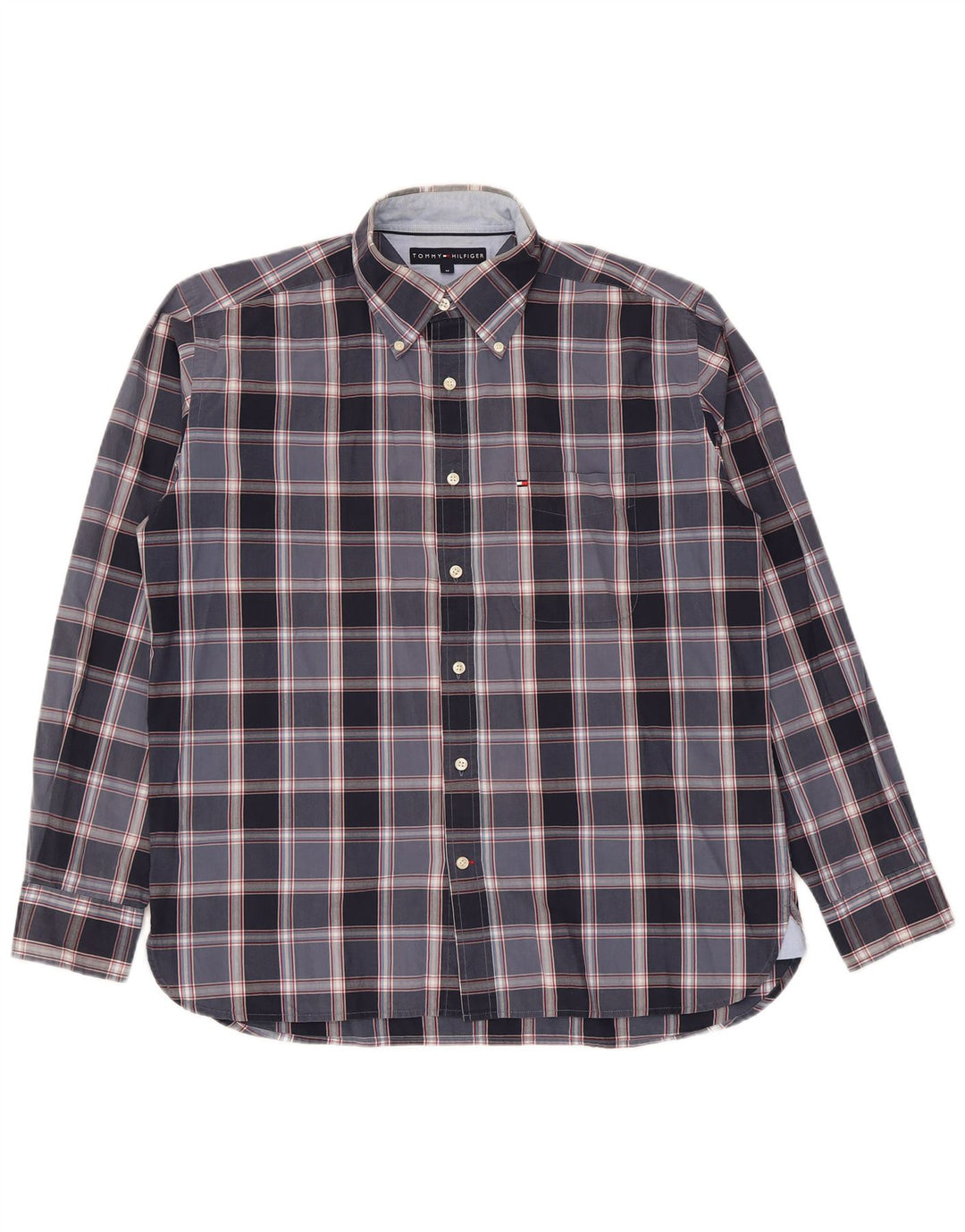 Tommy Hilfiger Herrenhemd aus mittelblauer, karierter Baumwolle