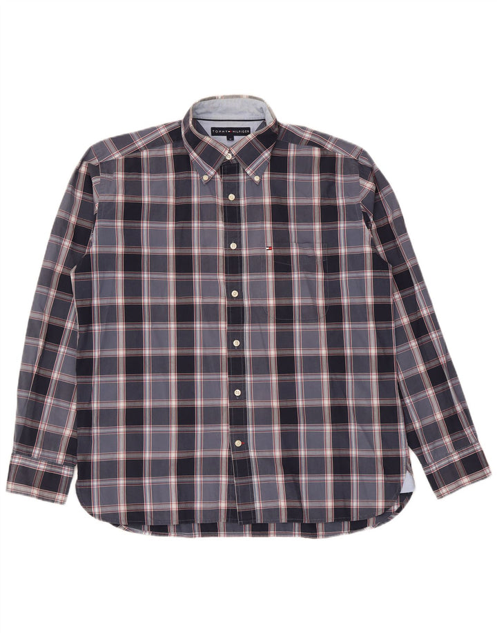 Tommy Hilfiger Herrenhemd aus mittelblauer, karierter Baumwolle