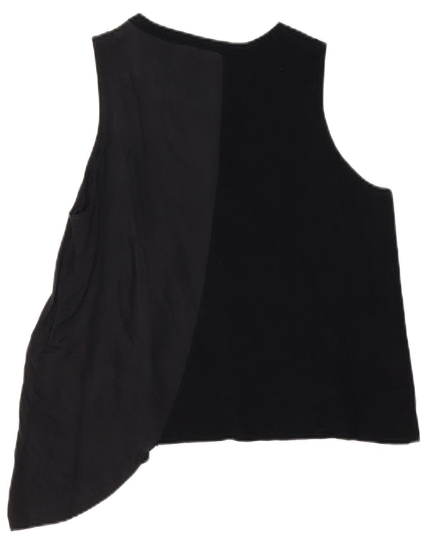 Zara Damen Asymmetrisches Trägershirt UK 16 Large Schwarz Cupro