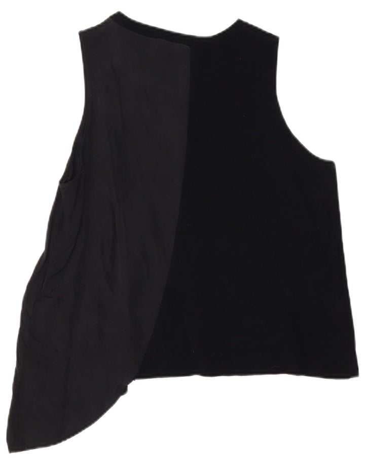 Zara Damen Asymmetrisches Trägershirt UK 16 Large Schwarz Cupro