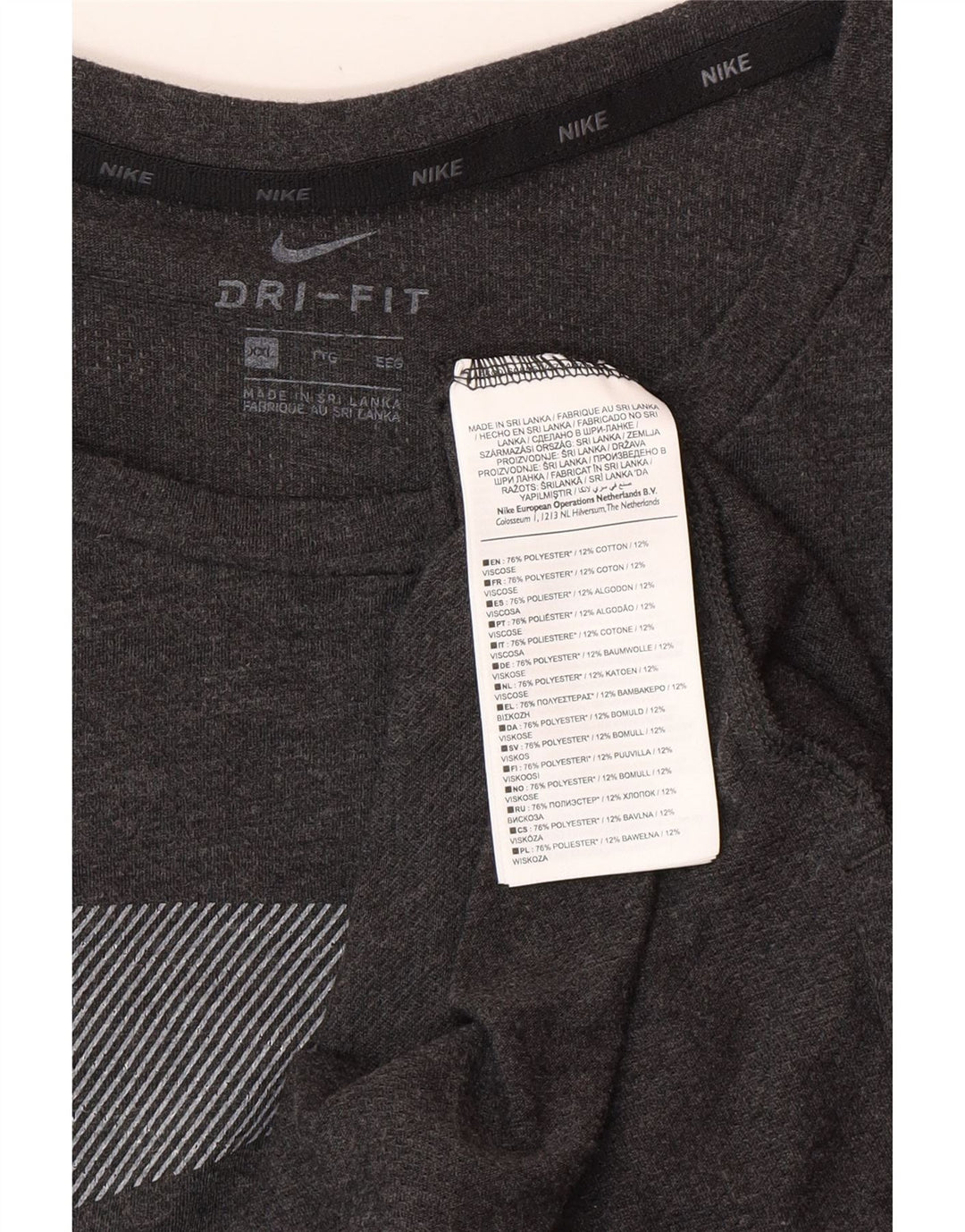 NIKE Herren Dri Fit Graphic T-Shirt Top 2XL Grau Nadelstreifen Baumwolle