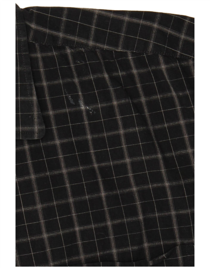 Pierre Cardin Herren-Kurzarmhemd, mittelschwarz, kariert, Baumwolle