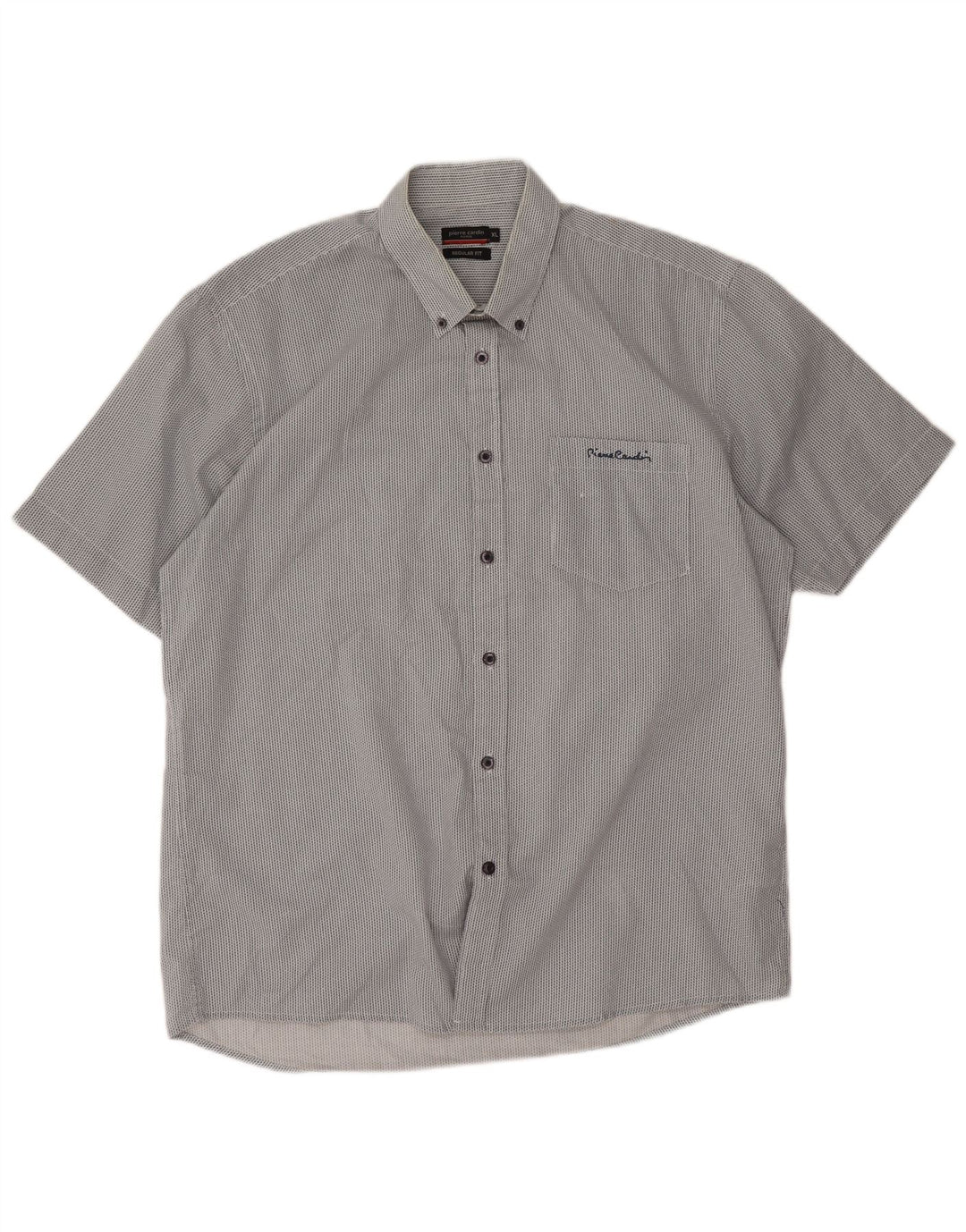 Pierre Cardin Herren-Hemd, kurzärmelig, normale Passform, XL, grau, Chevron-Polyester