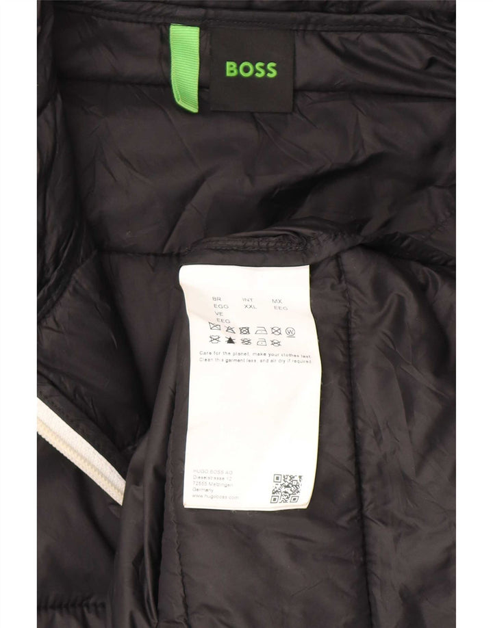 Hugo Boss gepolsterte Herrenjacke mit Kapuze, UK 44 2XL, schwarzes Polyamid