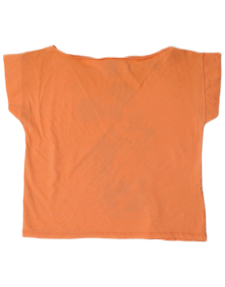 BENETTON Damen Mickey Mouse Crop Graphic T-Shirt Top UK 14 Mittelorange