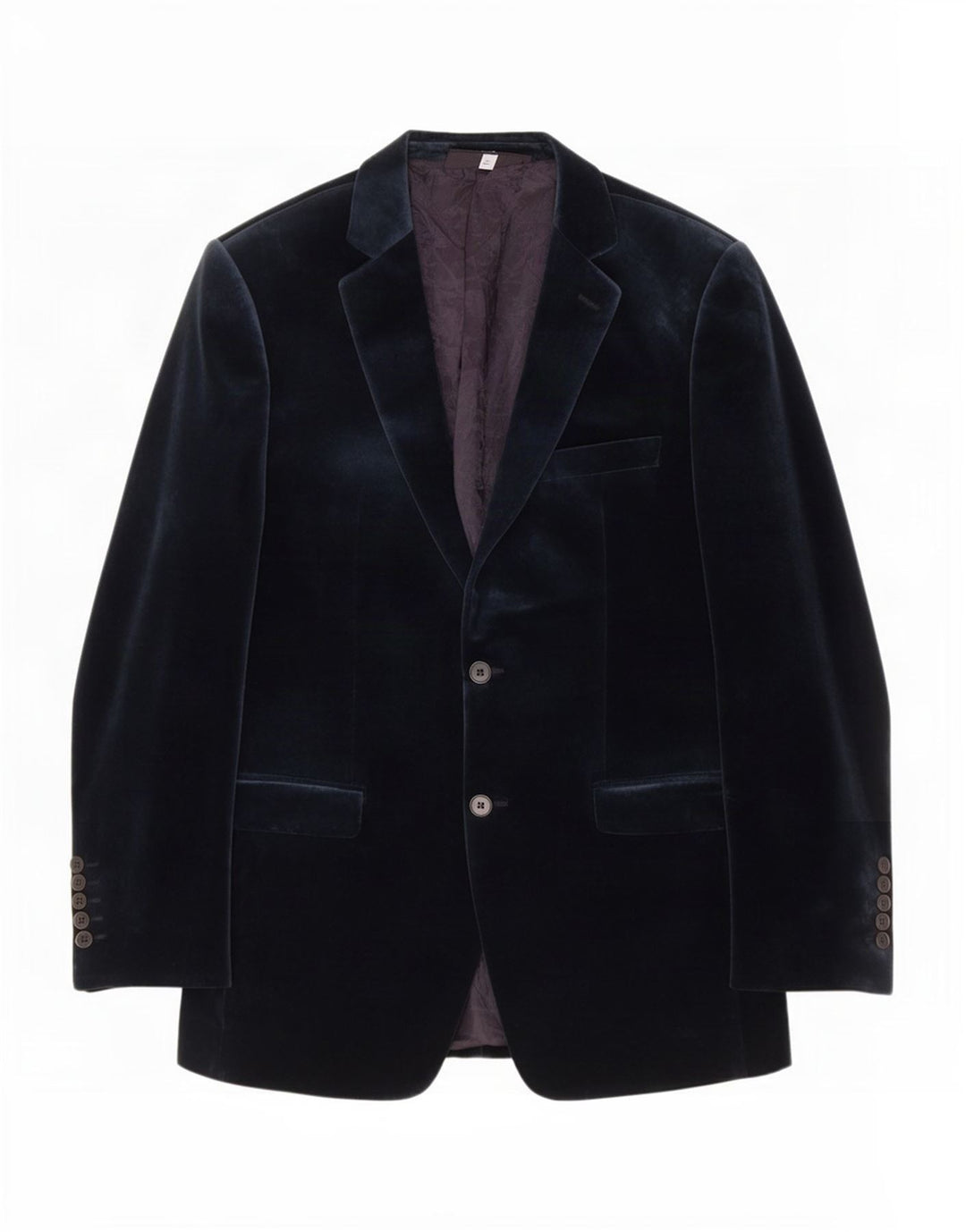 Zara Herren-Blazer aus Samt mit 2 Knöpfen, EU 52, große marineblaue Baumwolle