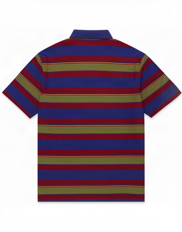 Rodrigo Mens Polo Shirt IT 50 Medium Blue Striped Cotton