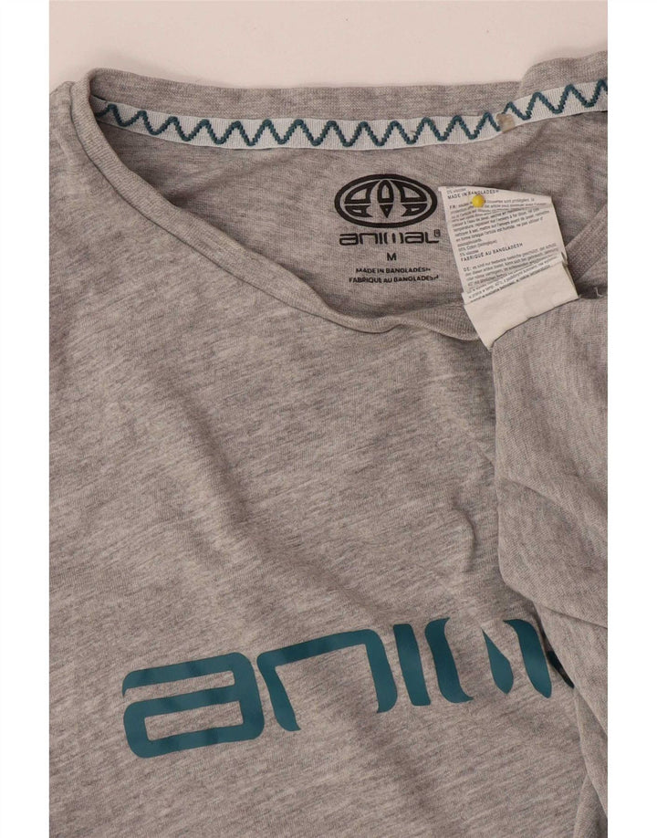 Animal-Grafik-T-Shirt-Oberteil für Herren aus mittelgrauer Baumwolle