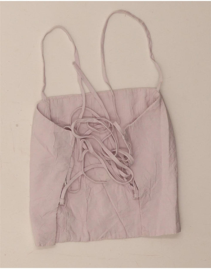 Zara Damen Crop Corset Top UK 8 Small Lila Modal
