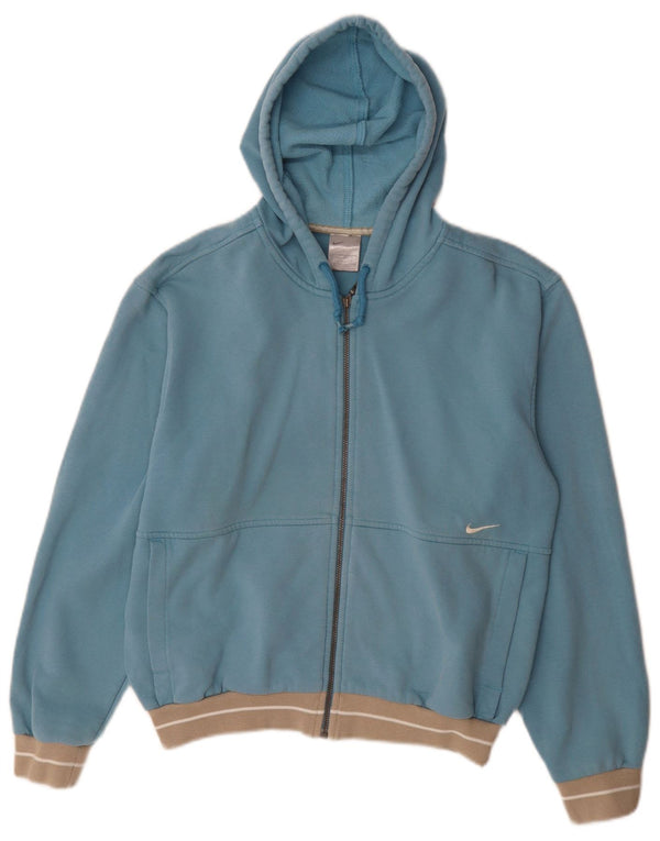 Nike Damen Zip Hoodie Pullover UK 8/10 Small Blue Cotton Sports