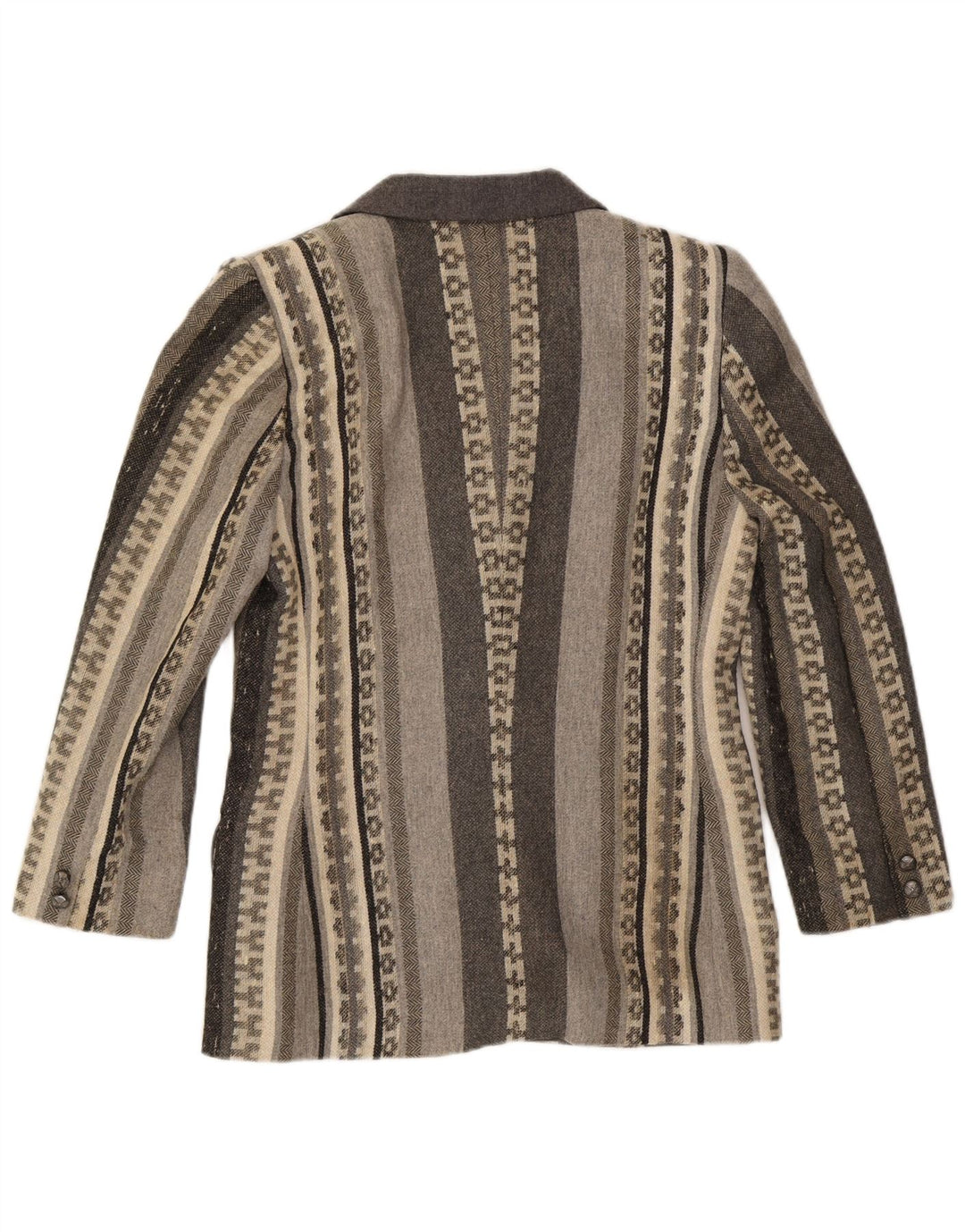 HEAVEN Damen-Blazerjacke mit 3 Knöpfen, IT 46, große graue geometrische Wolle