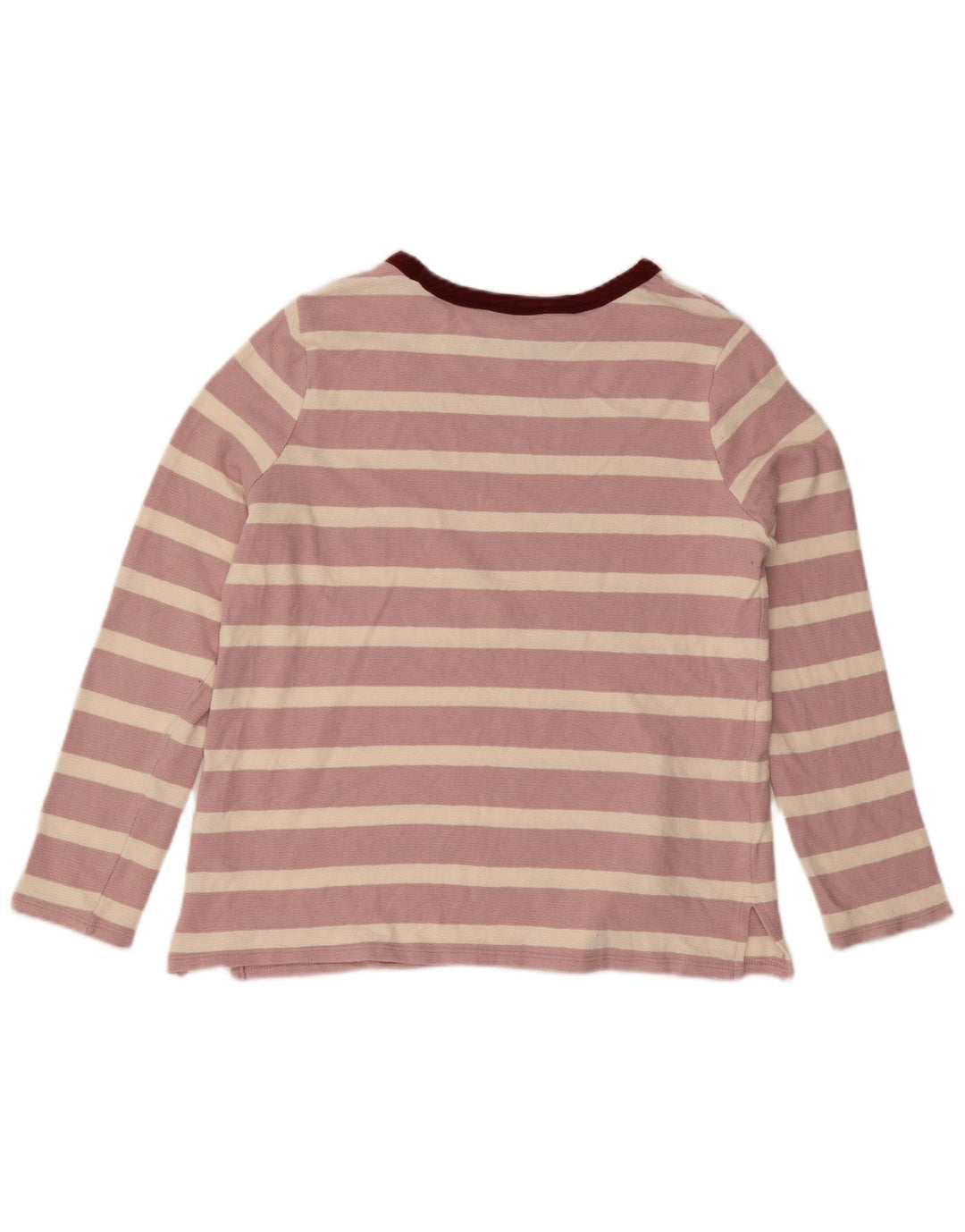 Marks & Spencer Damen Top Langarm UK 14 Große rosa gestreifte Baumwolle
