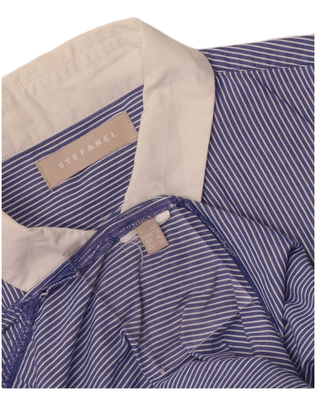STEFANEL Damen-Hemd IT 42 Mittelblauer Nadelstreifen