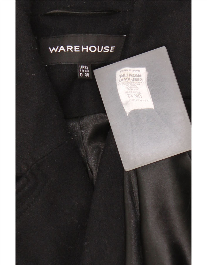 Warehouse Damen-Prinzessinnenmantel UK 12 Mittelschwarze Wolle
