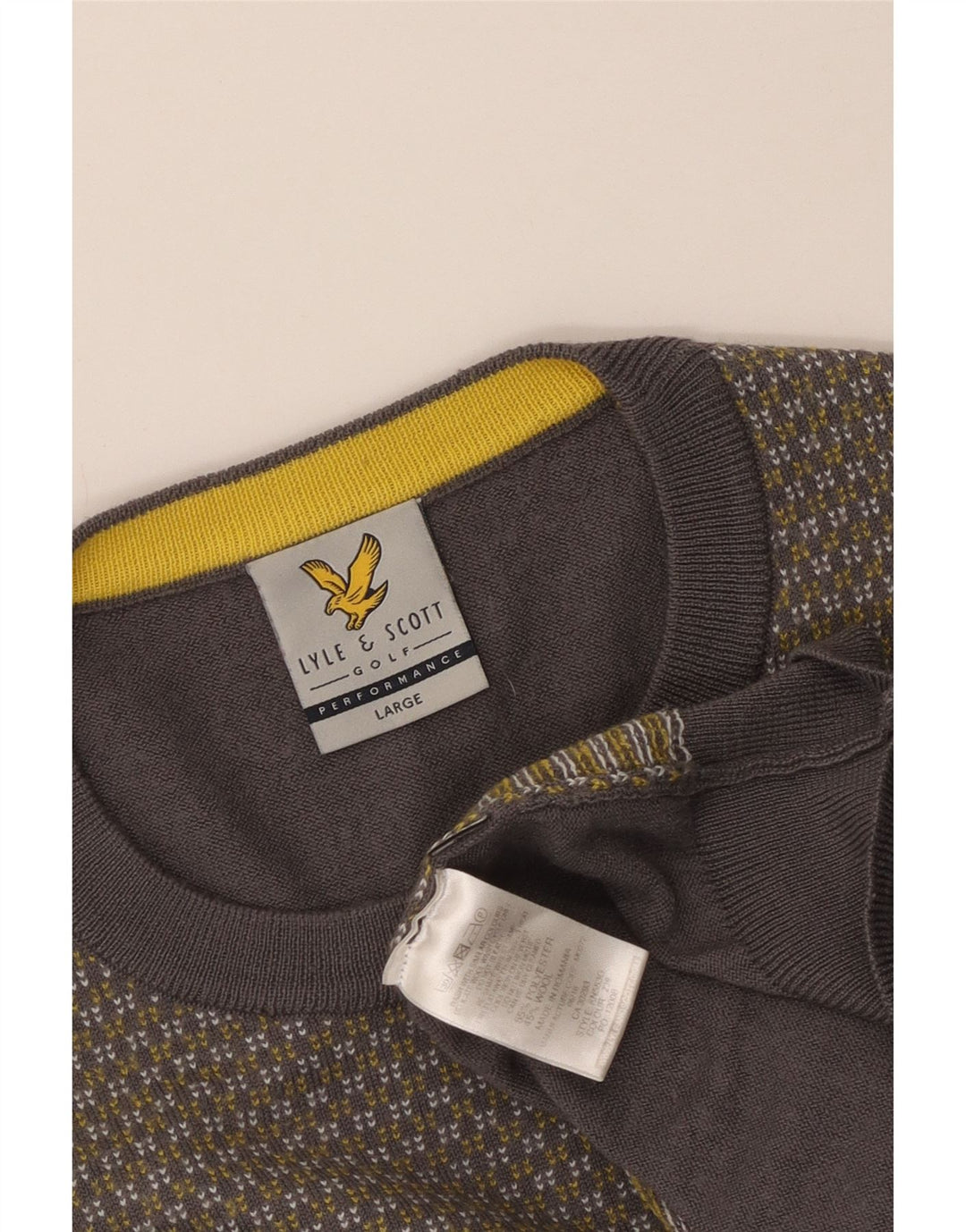 Lyle & Scott Damen-Pullover mit Rundhalsausschnitt, Gr. 14, Größe L, Grau, geometrisch