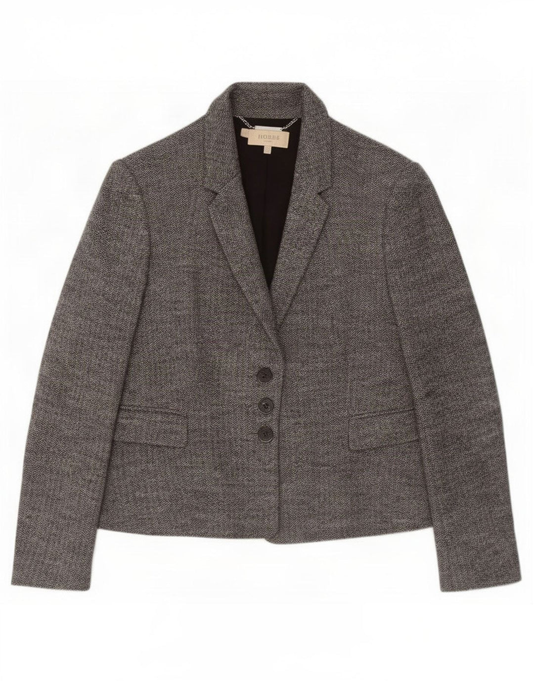 Hobbs Damen-Blazerjacke mit 3 Knöpfen, Gr. 44, Grau, Fischgrätenmuster