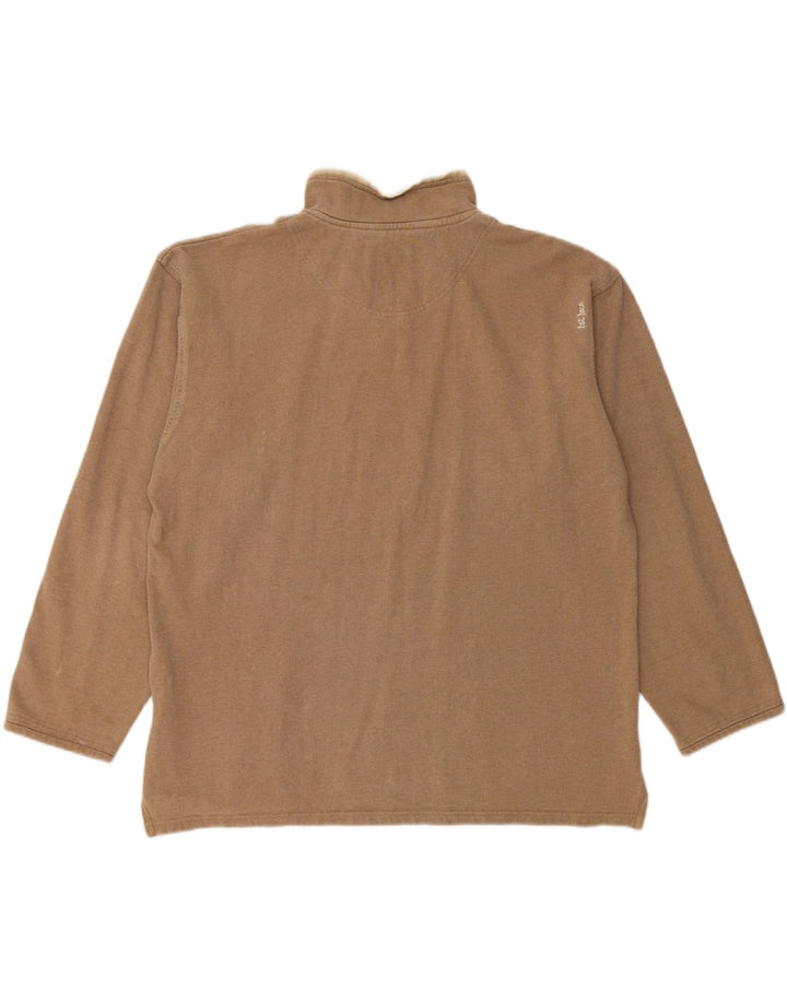 Fat Face Herren-Sweatshirt mit Reißverschluss am Hals, mittelbeige Baumwolle