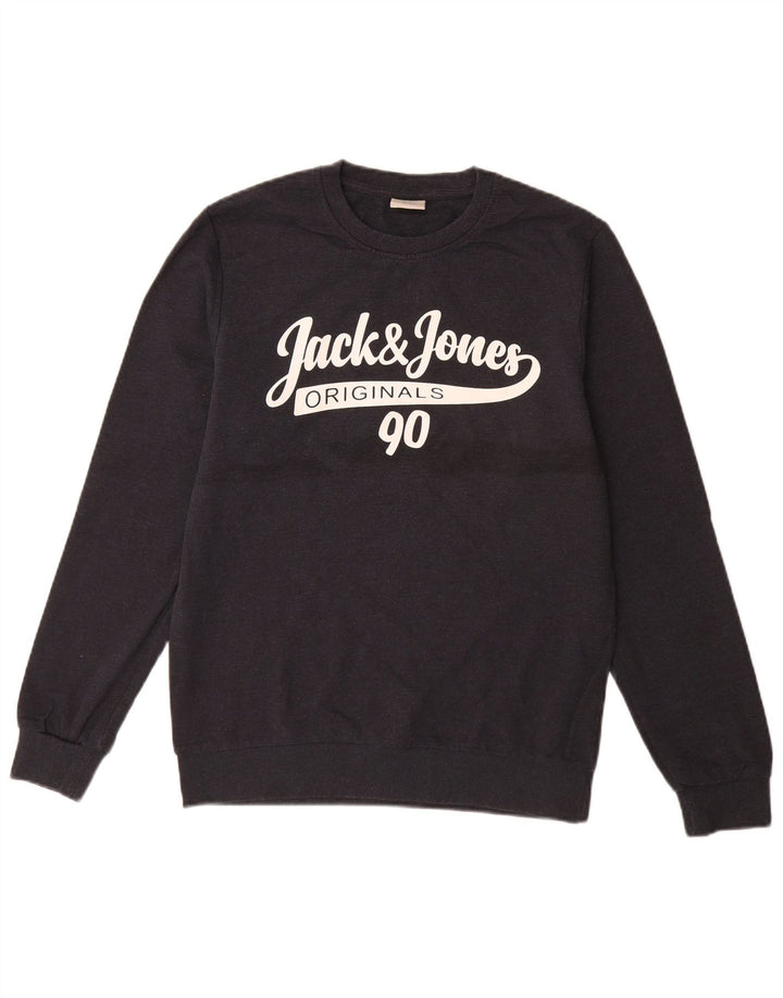 Jack & Jones Herren-Sweatshirt mit Grafik, Größe S, marineblau, Baumwolle