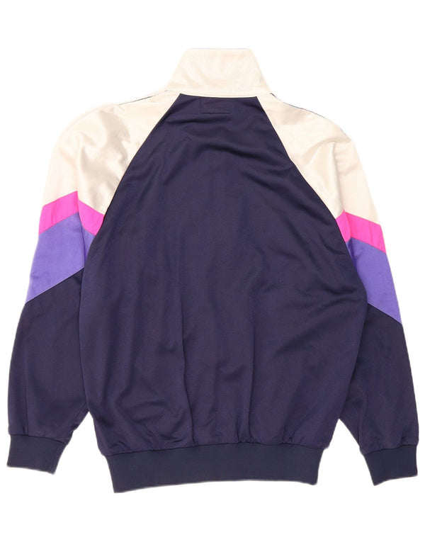 ASICS Damen-Trainingsanzug-Top-Jacke IT 46 Large Marineblau Farbblock