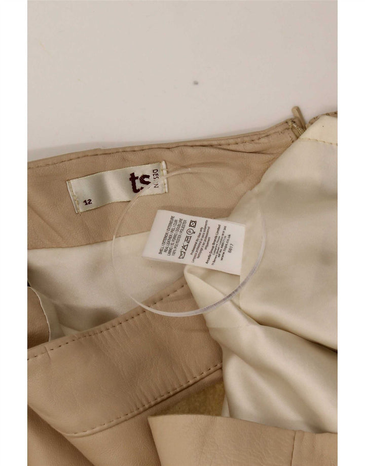 Vintage Damen Lederrock UK 12 Medium W28 Beige