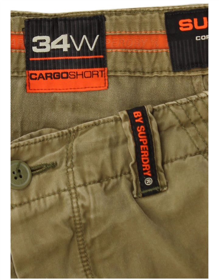 SUPERDRY Herren-Cargoshorts W34, große Khaki-Baumwolle