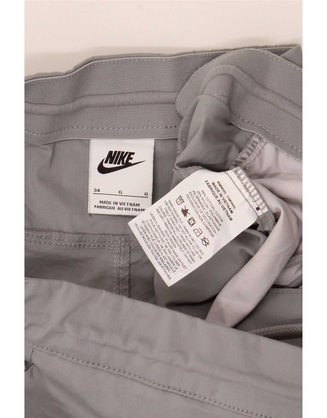 Nike Herren Straight Cargo Hose W34 L28 Graue Baumwolle