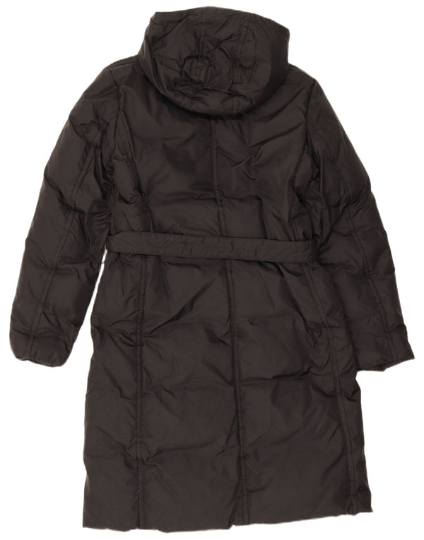 Benetton Wattierter Damenmantel mit Kapuze, UK 16, Größe L, Schwarz, Polyamid
