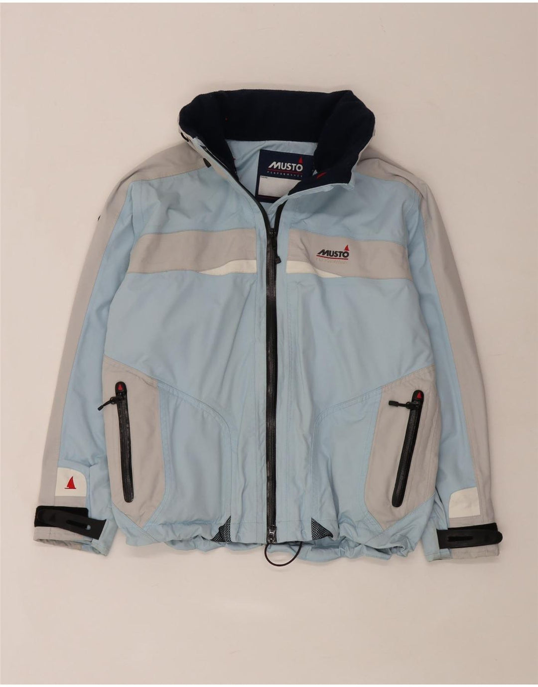Musto Damen-Regenjacke mit Kapuze, übergroß, Gr. 10, klein, Blau, Farbblock
