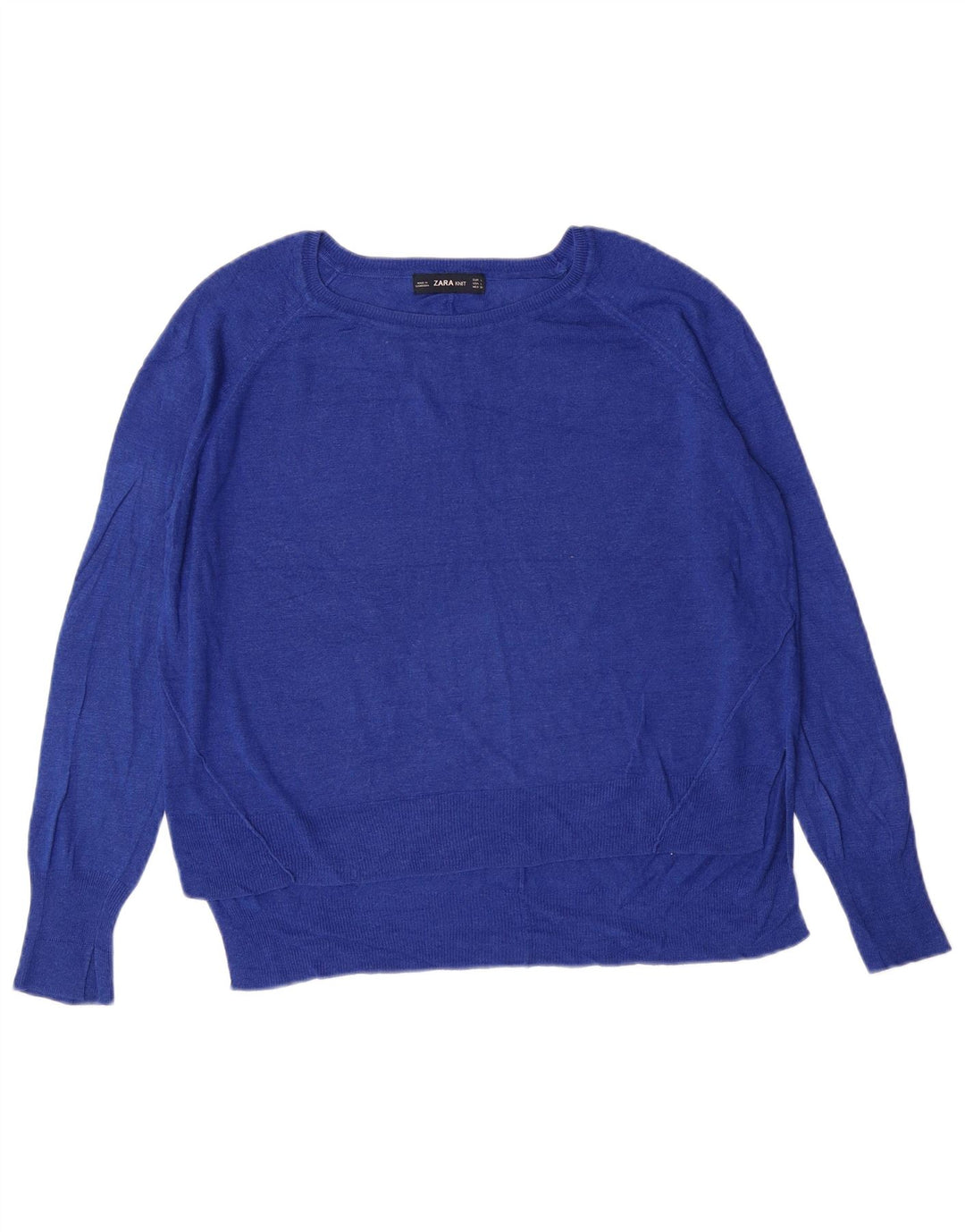 ZARA Damen-Pullover mit U-Boot-Ausschnitt, Gr. 44, Blau, Viskose