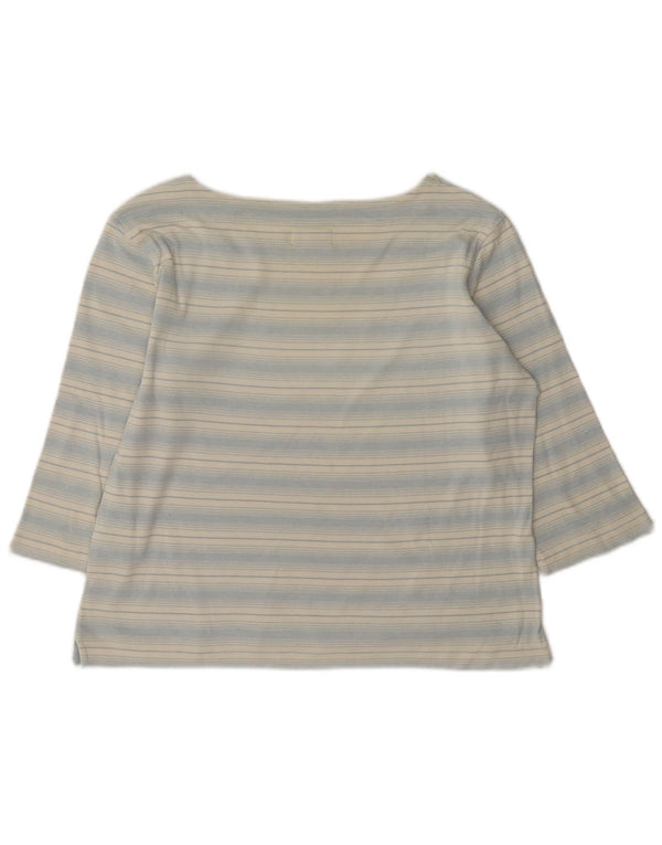 Diadora Damen-Top, 3/4-Ärmel, UK-Größe 16, Größe L, blau gestreift, Baumwolle