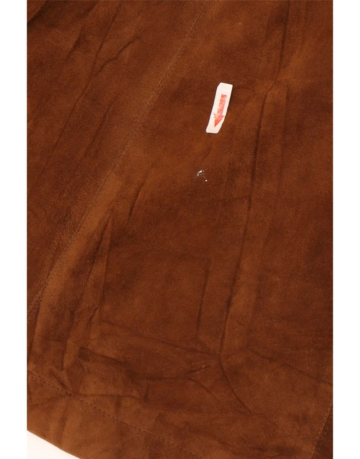 Vintage Damen Longline 1 Knopf Wildleder Blazer Jacke UK 10 Small Brown