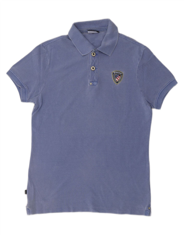 BLAUER Mens Polo Shirt Medium Blue Cotton Vintage Blauer and Second-Hand Blauer from Messina Hembry 