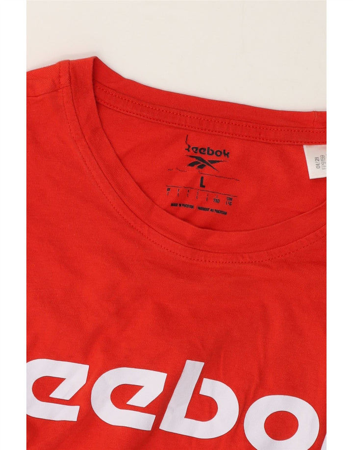 Reebok Herren Grafik-T-Shirt-Oberteil, groß, rote Baumwolle