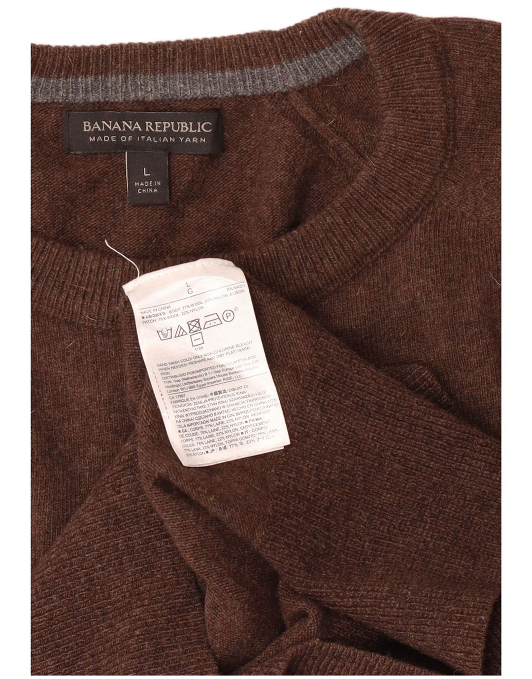Banana Republic Herren-Pullover mit Rundhalsausschnitt, große braune Wolle