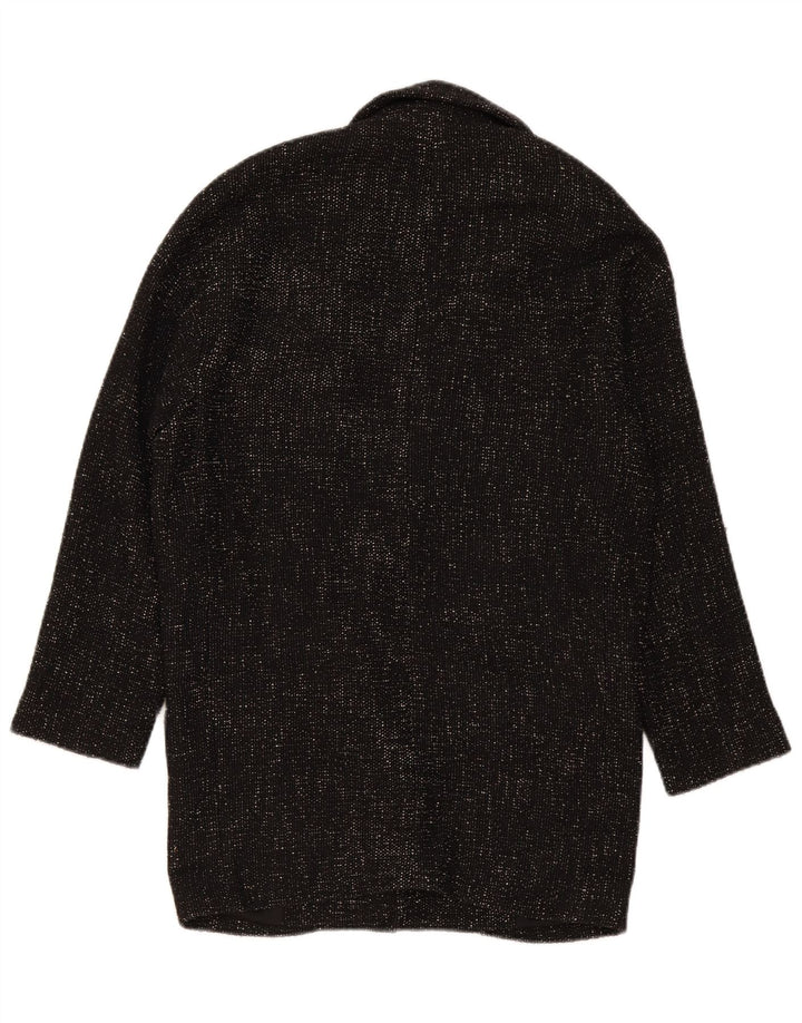 Zara Damen Übergroßer zweireihiger Mantel UK 6 XS Schwarz Polyester