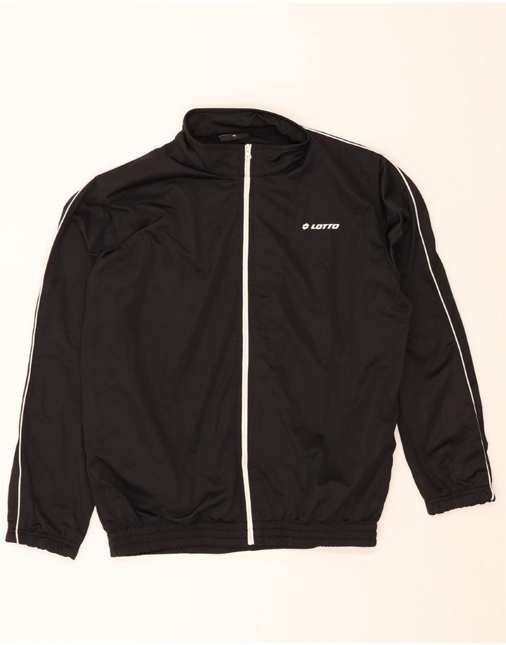 LOTTO Mens Tracksuit Top Jacket XL Black Polyester Vintage Lotto and Second-Hand Lotto from Messina Hembry 