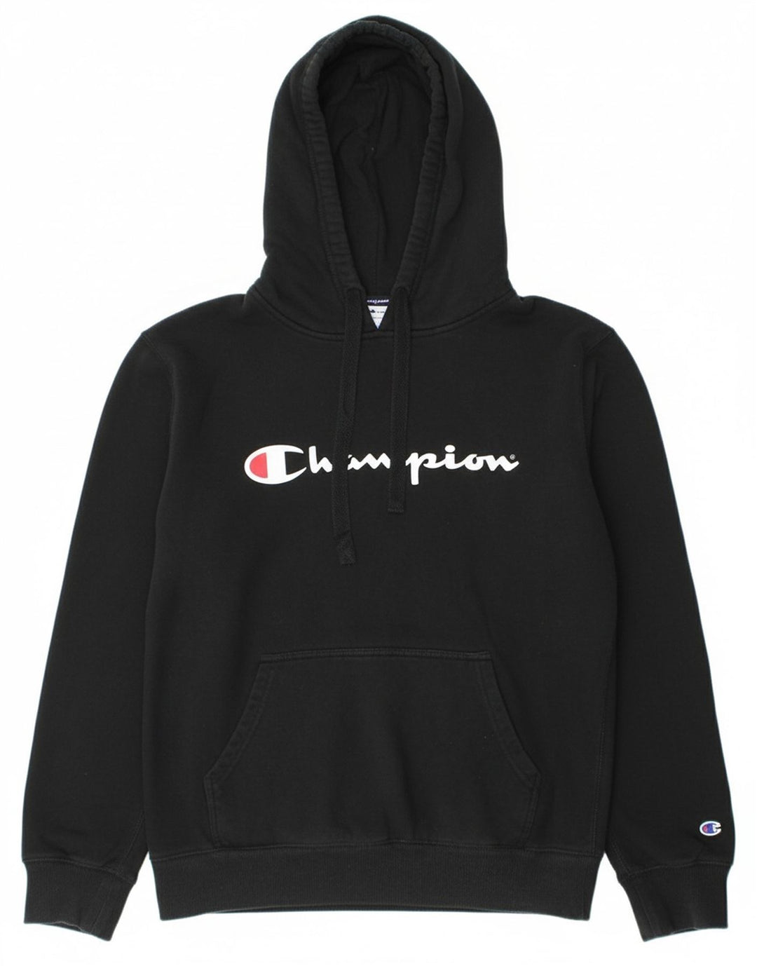 CHAMPION Mens Graphic Hoodie Jumper Medium Black Cotton