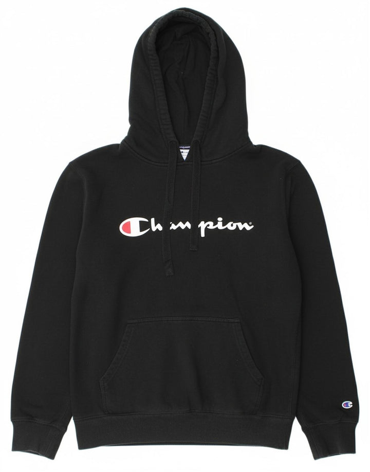 CHAMPION Mens Graphic Hoodie Jumper Medium Black Cotton