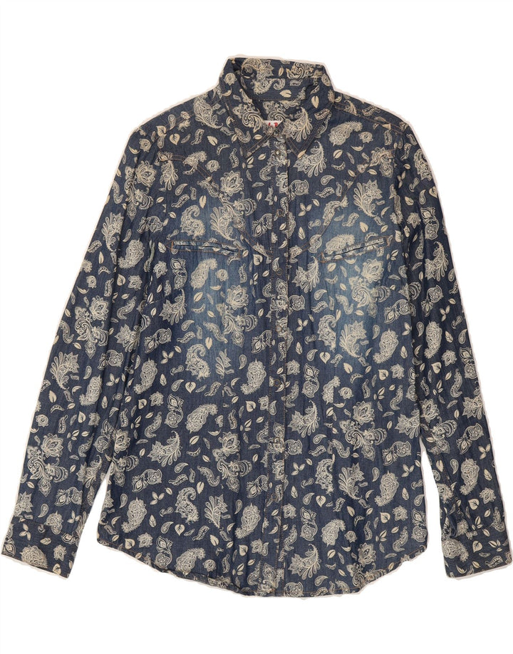 JOHN BANER Womens Shirt UK 14 Large  Blue Paisley Vintage John Baner and Second-Hand John Baner from Messina Hembry 