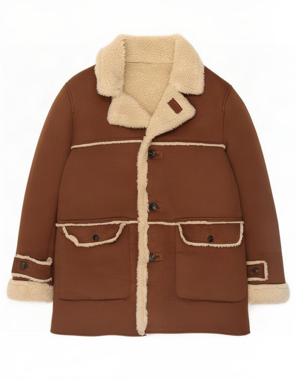 Zara Herren Sherpa Jacke UK 42 XL Braun Polyester
