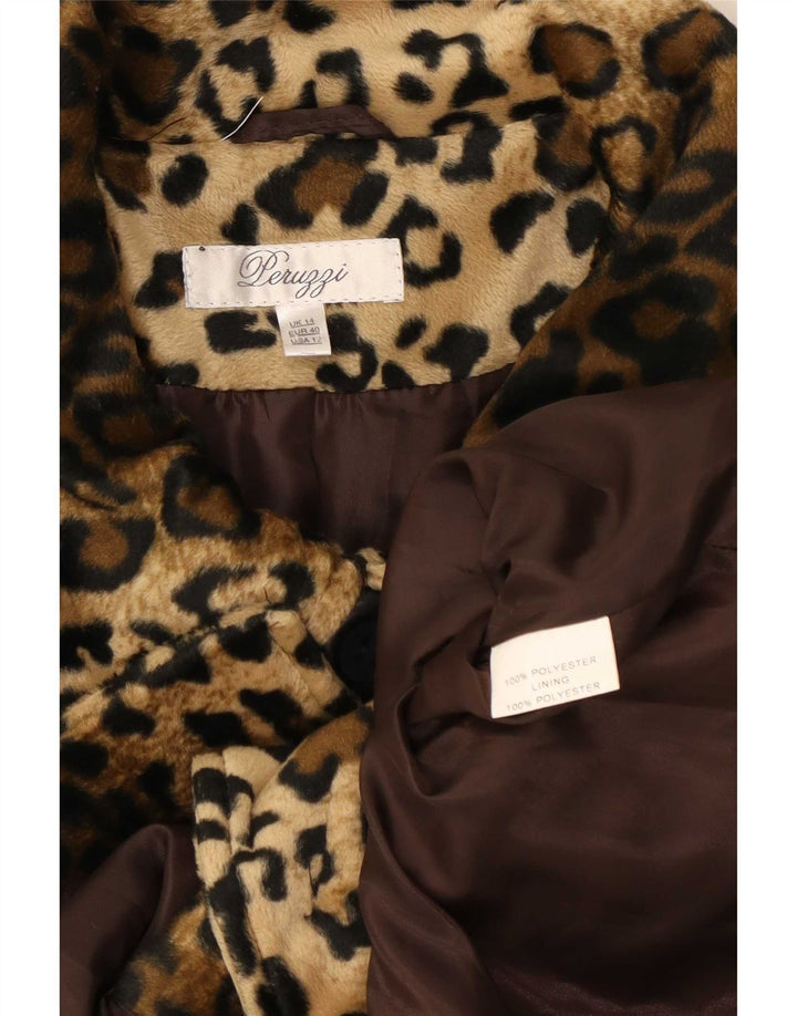 Peruzzi Damen-Kunstpelzjacke, Größe 44, braun, Polyester mit Tiermuster