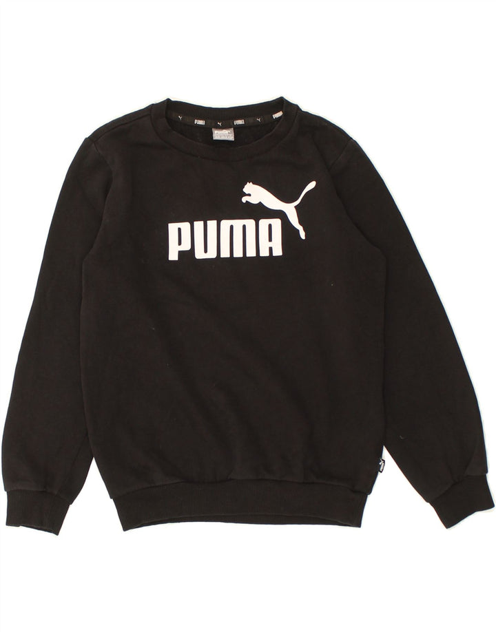 PUMA Boys Graphic Sweatshirt Jumper 9-10 Years Black Cotton | Vintage Puma | Thrift | Second-Hand Puma | Used Clothing | Messina Hembry 
