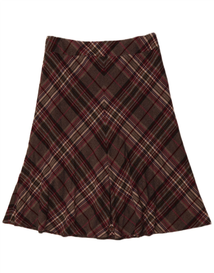 VIYELLA Damen A-Linien-Rock UK 16 Large W36 Grau karierte Wolle