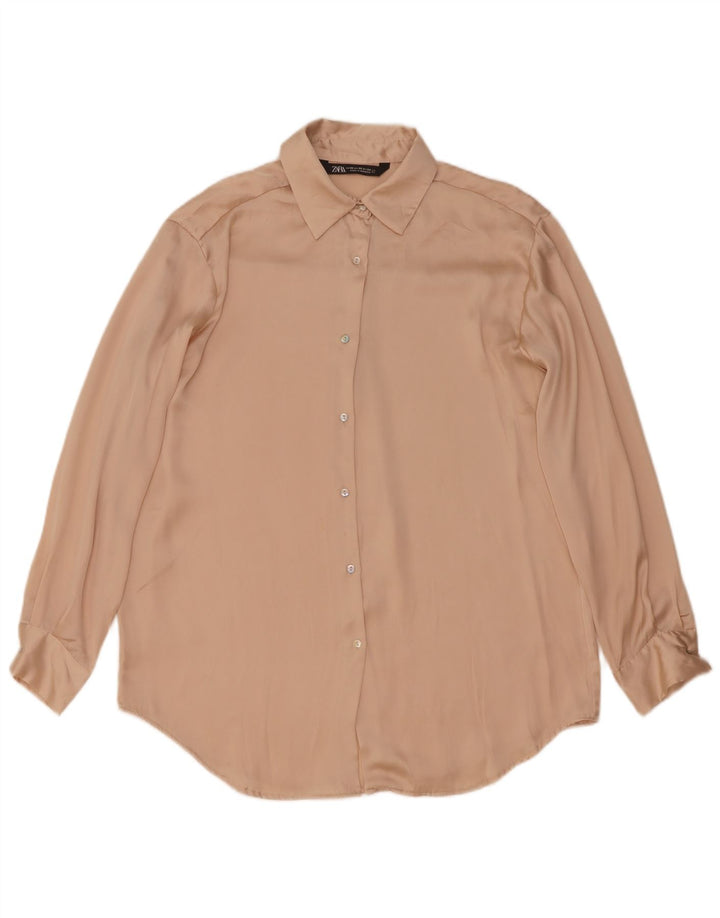 Zara Damen Übergroße Hemdbluse UK 6 XS Beige
